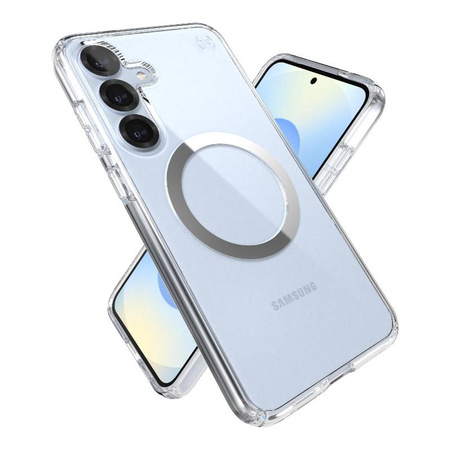 Speck Presidio Perfect-Clear Magnet - Samsung Galaxy S25+ / S24+ MagSafe Case (Clear / Chrome Finish / Serene Silver)