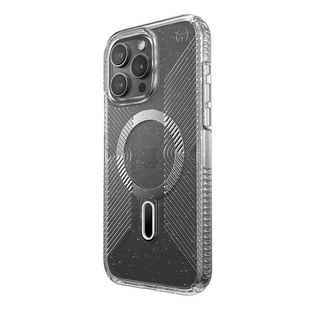 Speck Presidio Lux Grip ClickLock & Magsafe - iPhone 15 Pro Max Case (Clear / Chrome Finish / Serene Silver)